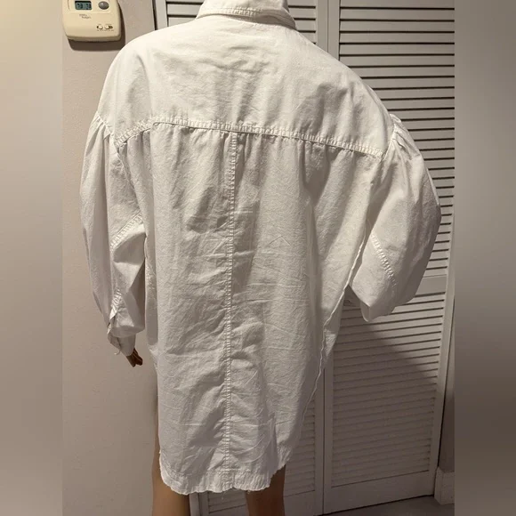 Free People We The Free Happy Hour Poplin White Oversized Button Down.